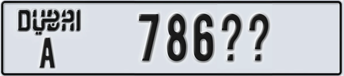 UAE License Plate Dubai A 786@@