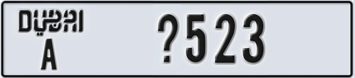 UAE License Plate Dubai A @523