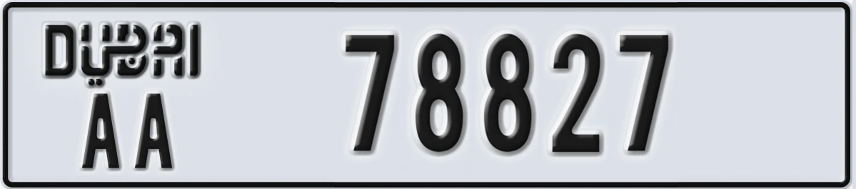 UAE License Plate Dubai AA 78827