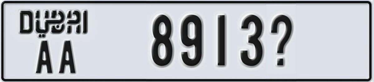 UAE License Plate Dubai AA 8913@