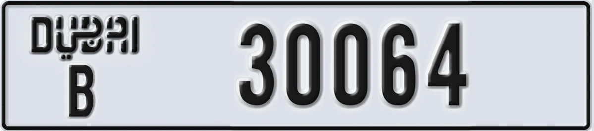UAE License Plate Dubai B 30064