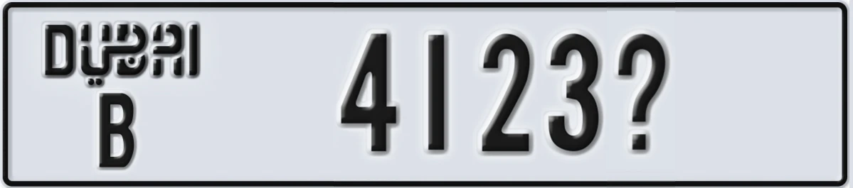 UAE License Plate Dubai B 4123@