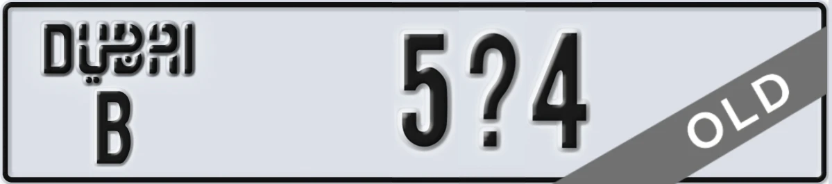 UAE License Plate Dubai B 5X4