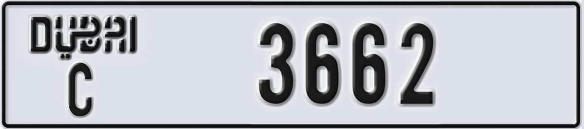 UAE License Plate Dubai C 3662