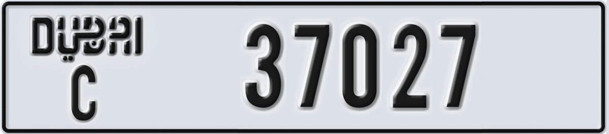 UAE License Plate Dubai C 37027