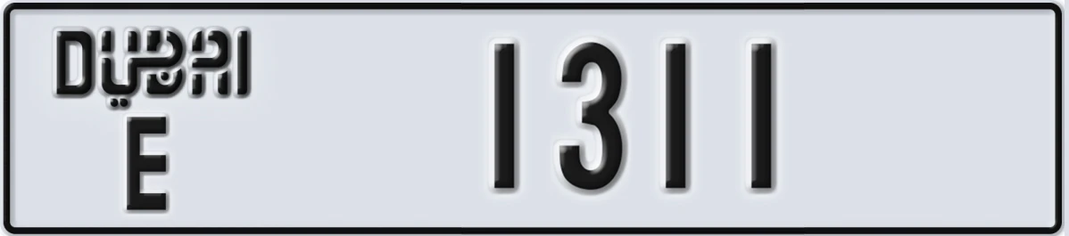 UAE License Plate Dubai E 1311