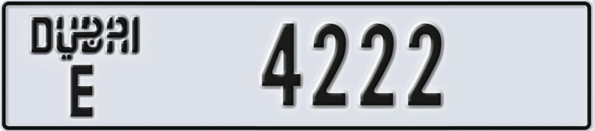 UAE License Plate Dubai E 4222