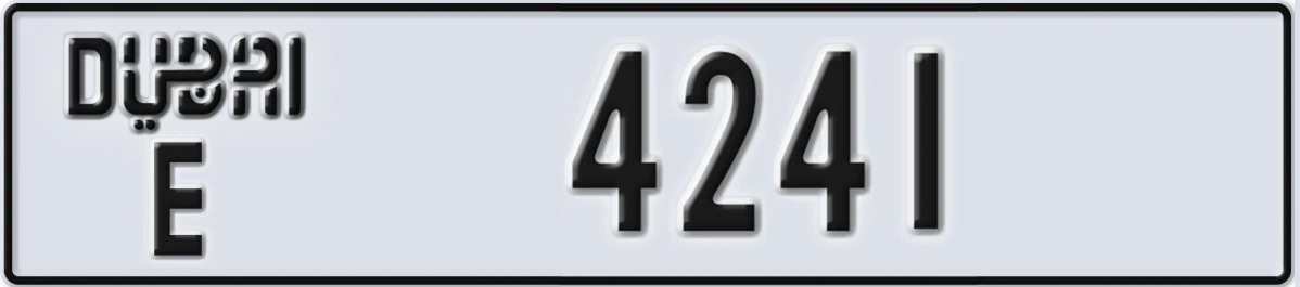 UAE License Plate Dubai E 4241