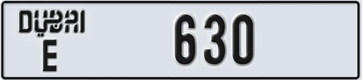 UAE License Plate Dubai E 630