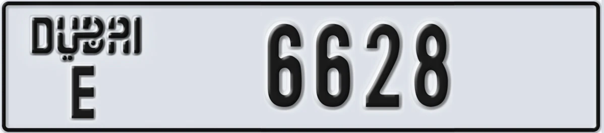 UAE License Plate Dubai E 6628