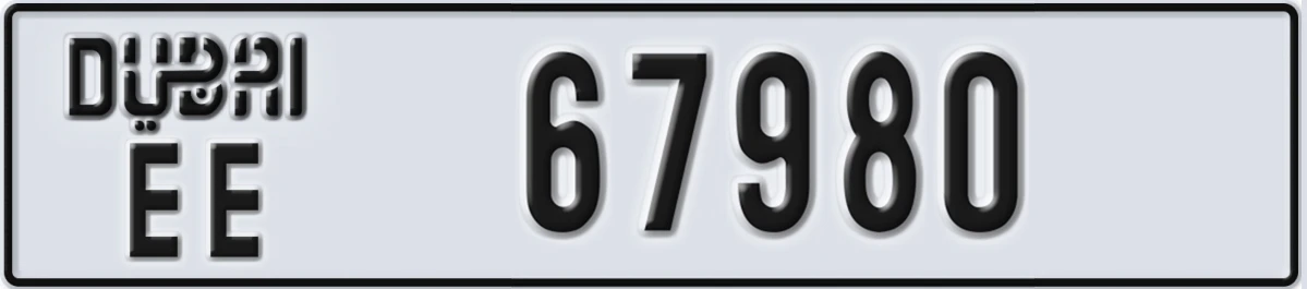 UAE License Plate Dubai EE 67980