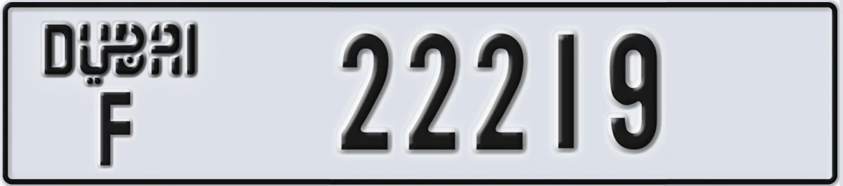 UAE License Plate Dubai F 22219