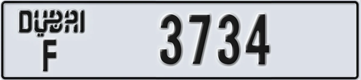 UAE License Plate Dubai F 3734