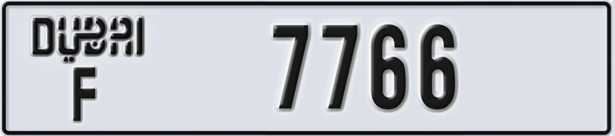 UAE License Plate Dubai F 7766