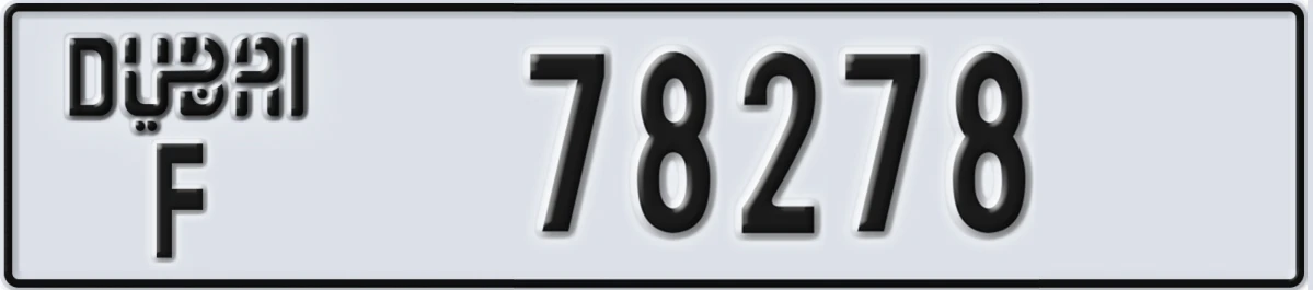 UAE License Plate Dubai F 78278