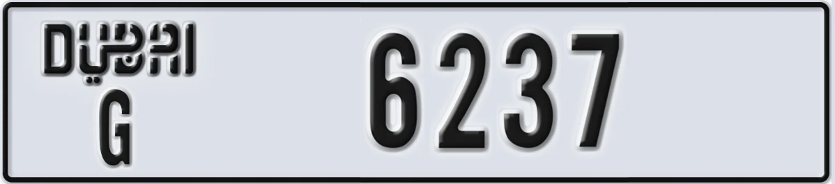 UAE License Plate Dubai G 6237