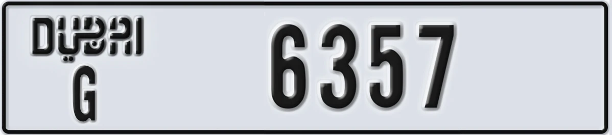 UAE License Plate Dubai G 6357