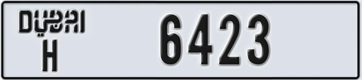 UAE License Plate Dubai H 6423