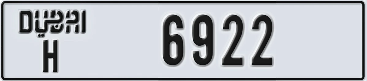 UAE License Plate Dubai H 6922
