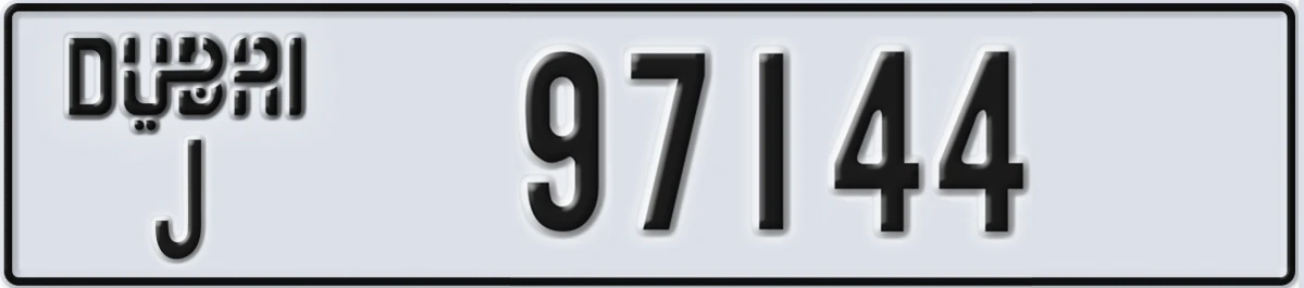 UAE License Plate Dubai J 97144