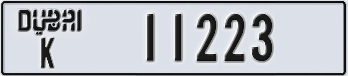 UAE License Plate Dubai K 11223