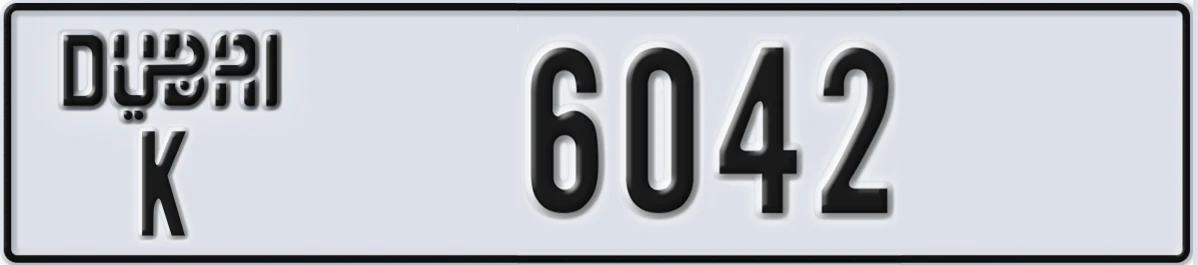 UAE License Plate Dubai K 6042