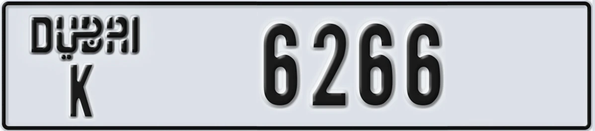 UAE License Plate Dubai K 6266