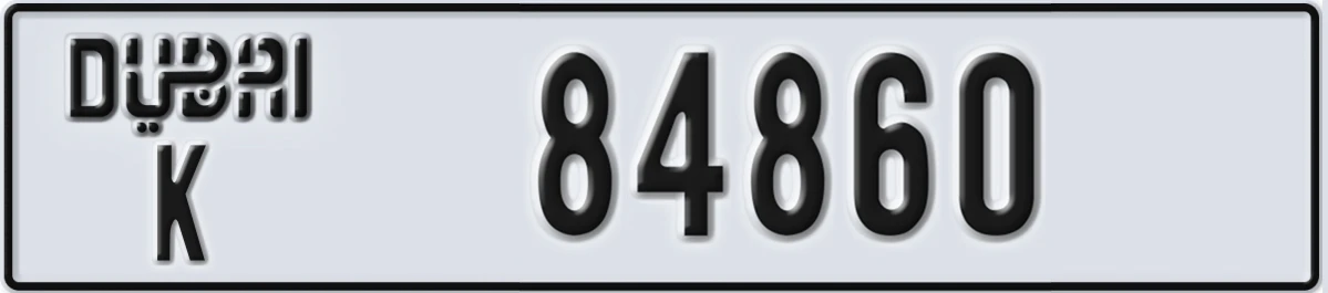 UAE License Plate Dubai K 84860