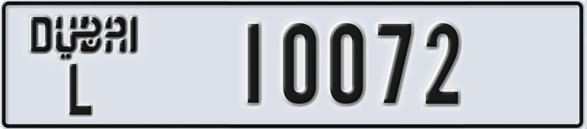 UAE License Plate Dubai L 10072