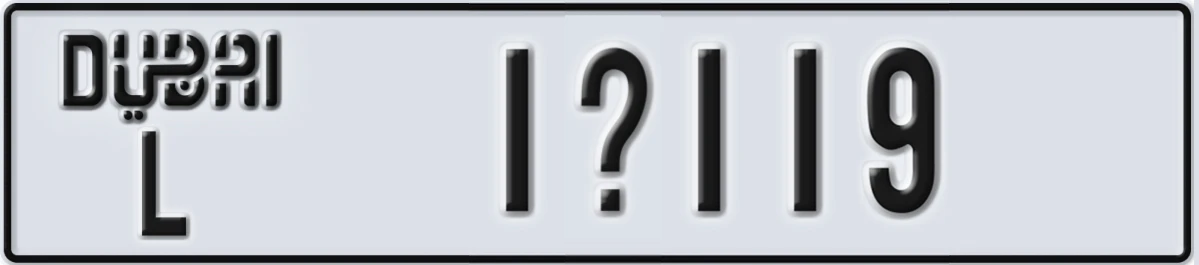 UAE License Plate Dubai L 1@119