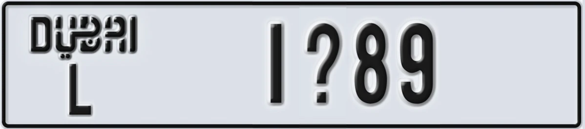 UAE License Plate Dubai L 1@89