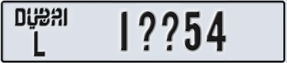 UAE License Plate Dubai L 1@@54