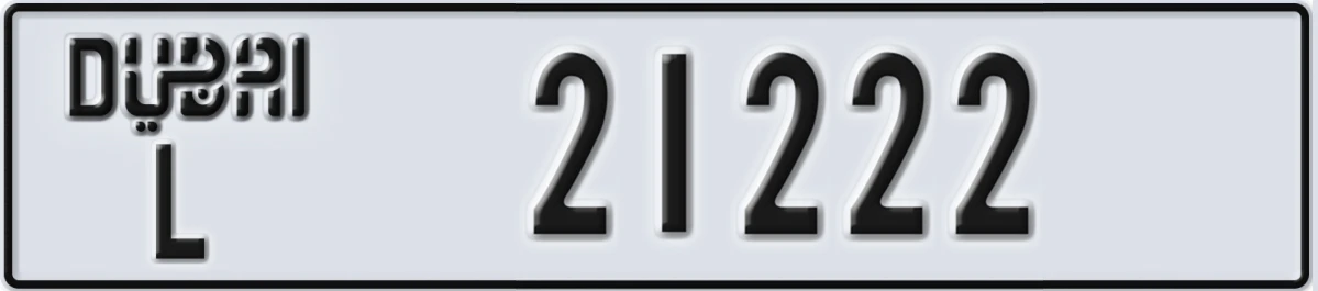UAE License Plate Dubai L 21222