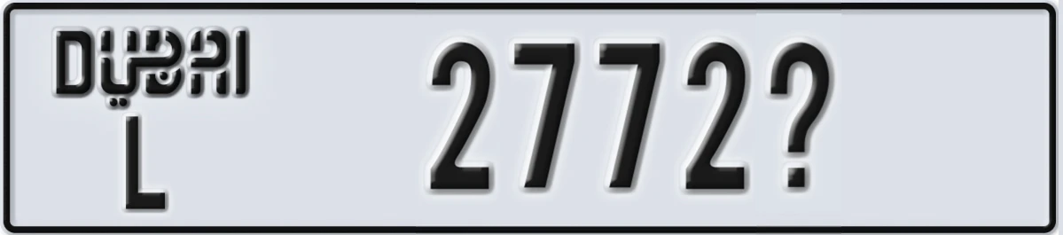 UAE License Plate Dubai L 2772X