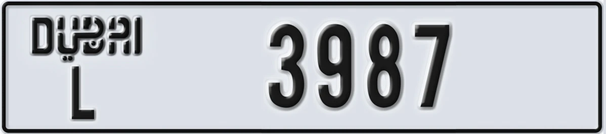 UAE License Plate Dubai L 3987