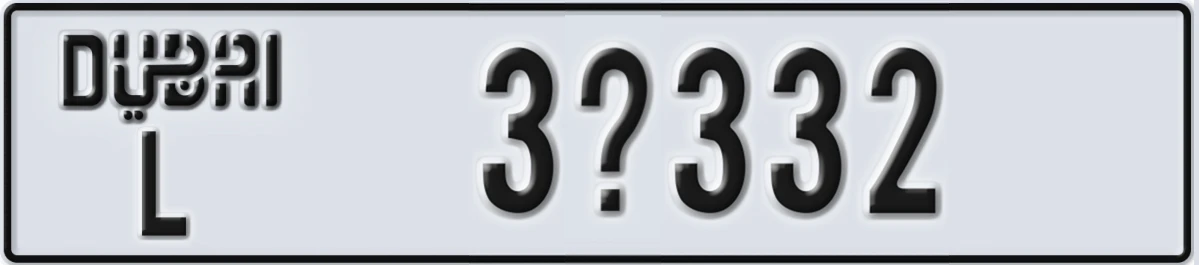 UAE License Plate Dubai L 3@332