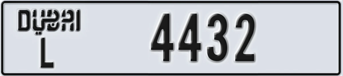 UAE License Plate Dubai L 4432