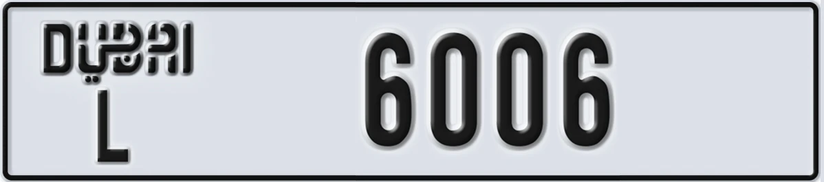 UAE License Plate Dubai L 6006