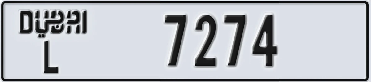 UAE License Plate Dubai L 7274