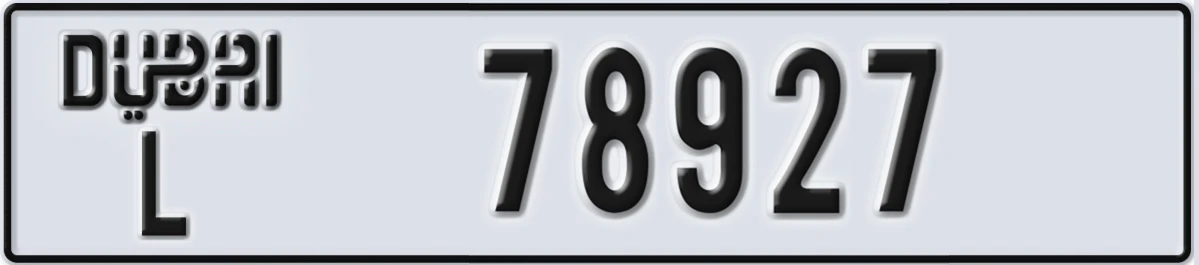 UAE License Plate Dubai L 78927