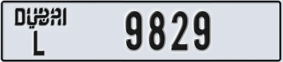 UAE License Plate Dubai L 9829
