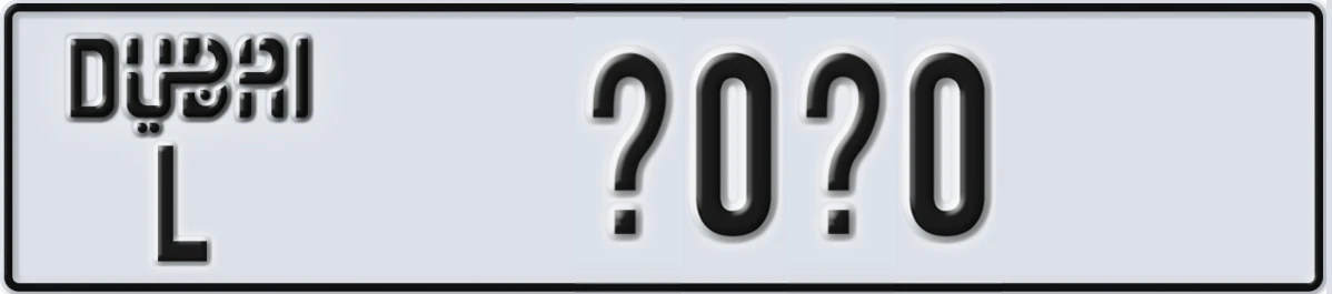 UAE License Plate Dubai L @0@0