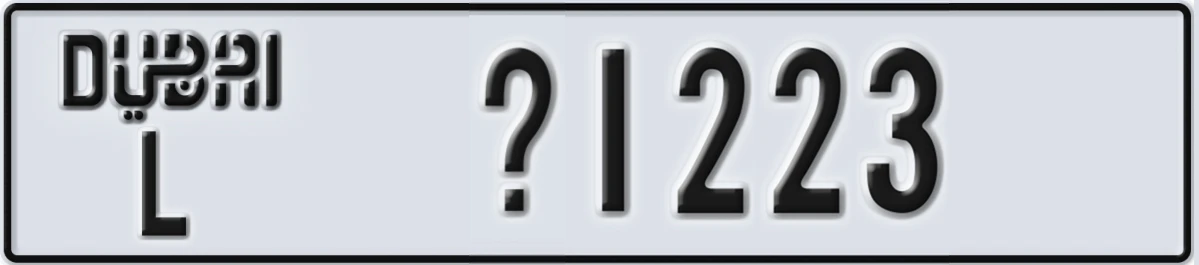 UAE License Plate Dubai L @1223
