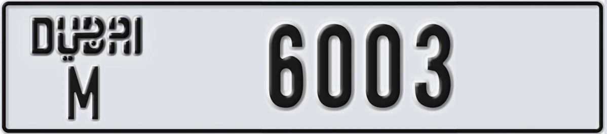 UAE License Plate Dubai M 6003