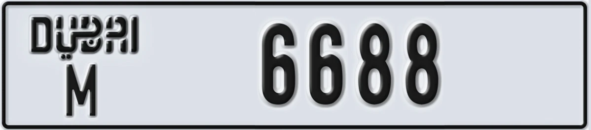 UAE License Plate Dubai M 6688