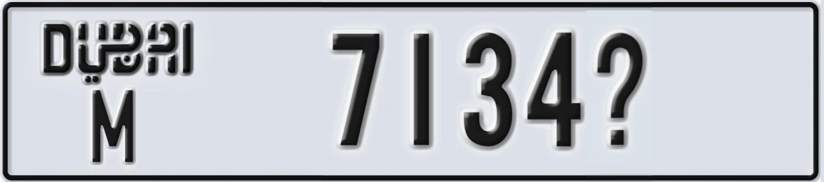 UAE License Plate Dubai M 7134@