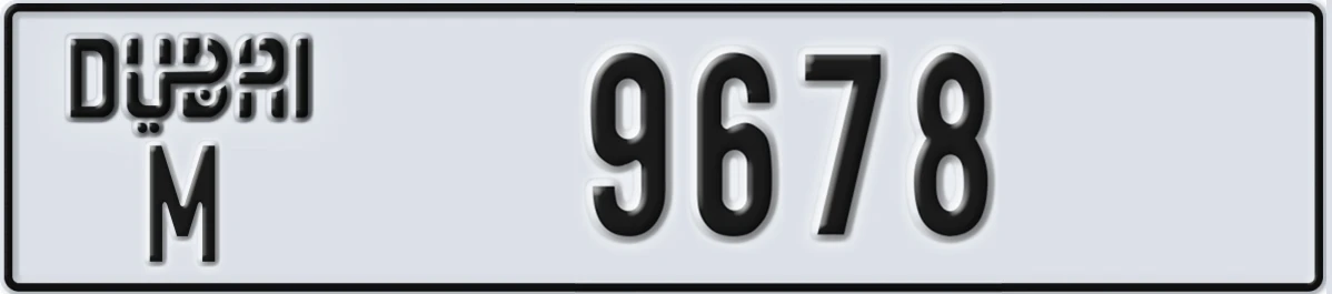 UAE License Plate Dubai M 9678