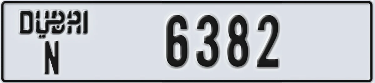 UAE License Plate Dubai N 6382