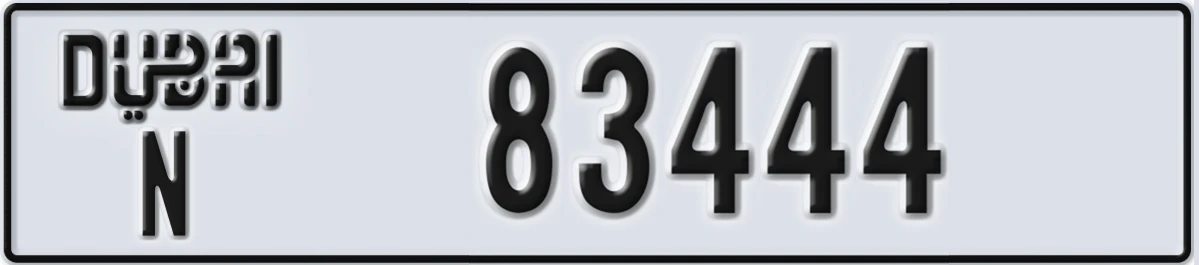 UAE License Plate Dubai N 83444