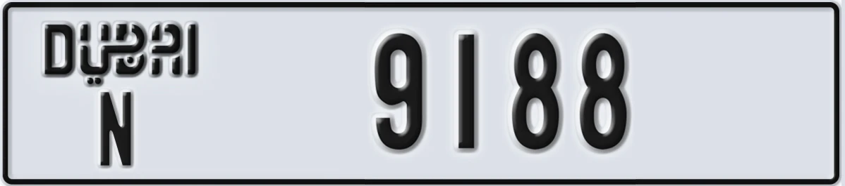 UAE License Plate Dubai N 9188